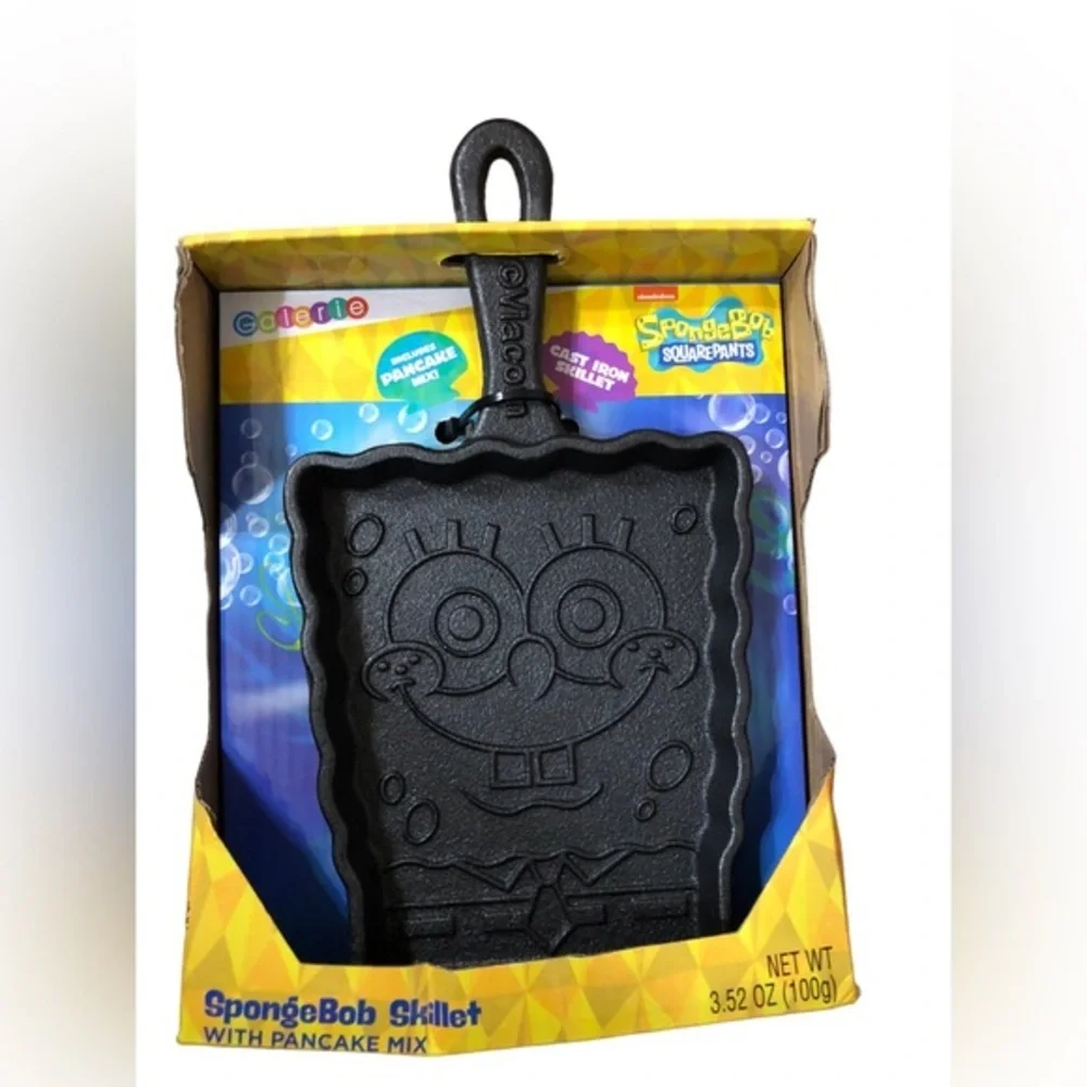 Spongebob squarepants cast iron pancake‎ skillet with pancake mix new
